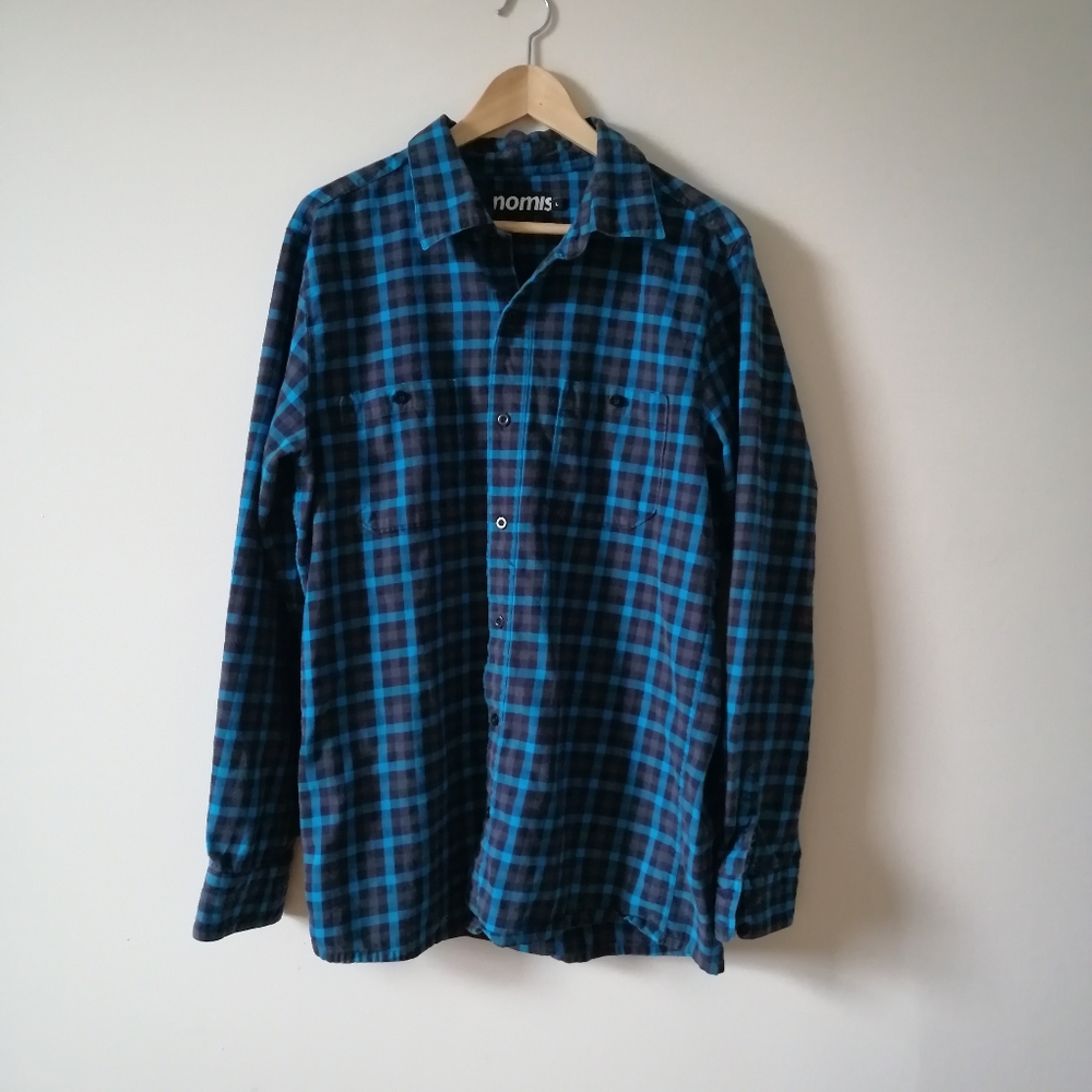 Nomis Flannel Blue Black Grey Large - Picture 2 of 11
